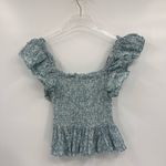 Anthropologie  Love the Label smocked ruffle square‎ neck top size small Photo 4