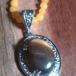Tiger's Eye Stainless Steel Pendant Necklace with Beaded Yellow Quartzite Photo 8