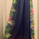 Candie's Navy Blue Sleeveless Maxi Dress With Tropical Floral Palm Leaf Details Photo 11