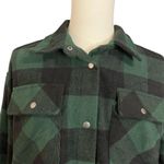 FORNIA Green Black Plaid Heavy Flannel Boyfriend Shajacket Shirt Jacket Sz L Size L Photo 0