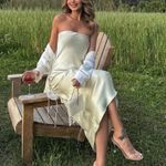 ZARA midi dress satin sleeveless tube olive green wedding party summer Photo 16