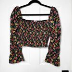 BuddyLove Botanical Floral Smocked Square Neck Bell Sleeve Crop Top Women's M Photo 0