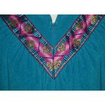 Vanity Fair Vintage 70's Embroidered Housecoat Mumu Velour Robe Pockets Size S Photo 2