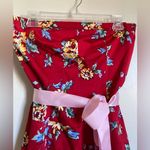 🌞Sheri Martin Red Floral Strapless Fit & Flare Dress Size 12 Photo 4