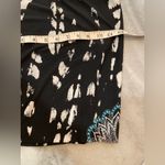 INC Size L Black White Mandala Wide Leg Cropped Jumpsuit Gold Ring Detail Belted Photo 10