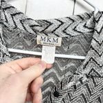 VTG MKM Designs Women Size 2X Button Down Tops Plus Stripes Silver Sheer Short Photo 1