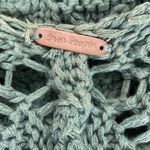 Free People  Green Sheer Crochet Knit Button Front Top S Photo 3