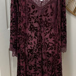 In Bloom by Jonquil XL Burgundy Burnout Velour Robe Kimono & Nightgown Set Purple Photo 0