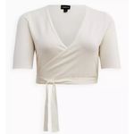 Torrid Ballet Wrap Front Short Sleeve Fitted Cardigan Sweater Shrug Photo 1