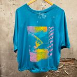 Ocean Pacific Vintage 1980s Teal Blue Boxy Distressed Double Sided T-Shirt XL Photo 0