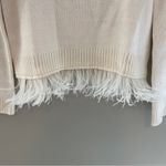 Anthropologie Moth White Pullover Crew Neck Sweater Feathered Trim Size Small Photo 5