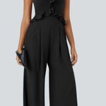 Halara NWT Breezeful Halter Ruffle Buckle Pocket Wide Leg Quick Dry Jumpsuit size S Photo 0