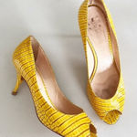 Casadei  Yellow Animal Print Peep Toe Heels Photo 0