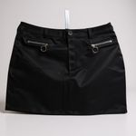 Chic Black Mini Skirt with Ring Zipper Details Size 14 Photo 1