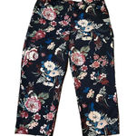 Loft  By Ann‎ Taylor Navy Floral Silky Ankle Dress Pants size 16 Photo 0