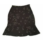 Worthington NWT  Ruffle Skirt 8P 8 petite Brown Floral‎ Trumpet Straight Career Photo 2