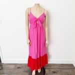 [Tabitha Brown x Target] Pink Red Colorblock Ruffle Hem Maxi Dress Size Medium M Photo 1