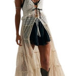Free People NWT Selena Maxi Top Boho Festival Flowy Crochet Lace Duster XS $168 Photo 0