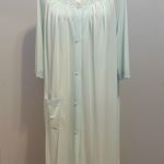 Vintage Shadowline Mint Sheer Rose Embroidered Housecoat Size L Green Size L Photo 5