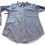 LL Bean Blue Floral Wrinkle Free Pinpoint Oxford Long Sleeve Button Shirt SMALL Photo 6