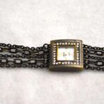 Kensie  Brass Tone Layered Link Chain Rhinestone Accent New Battery Watch Photo 0