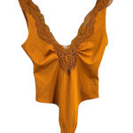 Free People  Intimately Lace Ribbed Bodysuit Burnt Orange Size Small Y2K Photo 0