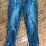 Kancan distressed button cuff medium wash cropped jeans Blue Size 28 Photo 0