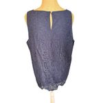 Loft Ann Taylor Navy Lace Overlay Sleeveless Top Tank Large Photo 4