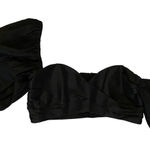Lovers + Friends New  Savannah Cropped Top Black Puff Connected Sleeve‎ Size L Photo 0