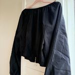 Topshop Black taffeta balloon sleeve double zip crop top size Small Photo 4