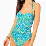 Lilly Pulitzer Flamenco One Piece Swimsuit Size 4 Blue Pink Removable Straps Photo 1