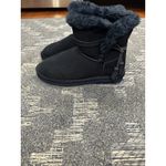 Lam Thalia Womens Size 8 Ankle Boots Faux Fur Lining Navy Blue Gray Pull On EUC Photo 1