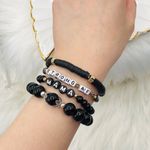 “Strong AF Mama” Arm Candy Beaded Bracelet Black Photo 1
