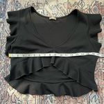 Free People  Intimately Black Ruffle Plunge V-Neck Crop Top Peplum Size Large Photo 8