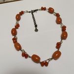 Talbots Signed  Orange Beaded Necklace Adjustable Length Photo 3