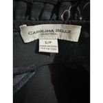 Carolina belle  Blouse Black Floral Print Lightweight Bell Sleeve Tie Neck Sz SP Photo 4