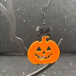 Pumpkin Earrings with Bow‎ – Cute Fall & Halloween Jewelry Orange Photo 1