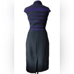 Karen Millen Purple Striped Shirt Knee Length Luxury Business Dress Size 4 Photo 2