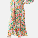 Traffic People Aurora L NWT White Multicolored Balloon Sleeve Floral Midi Dress Size L Photo 0