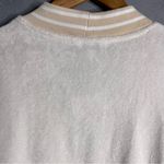 JoyLab  Women's Towel Terry Cardigan White Tan Stripe size Large Photo 5