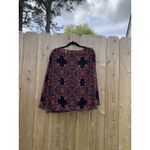 Daniel Cremieux Cremieux Boho Sheer Geometric floral Bell Sleeve Top Blouse Size‎  small blue Photo 6