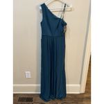 Adrianna Papell  One‎ Shoulder Chiffon Long Gown Hunter Size 8 Formal Wedding Photo 2