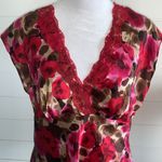 Flora Nikrooz  Vintage Floral Red Pink lace top Size L‎ Photo 5
