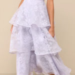 Lulus NWOT  Medium Glamorous Sweetie Lavender Burnout Tie-Strap Bustier
Midi Photo 0