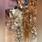 Tony Bowls Paris Mermaid Halter V Neck Formal Prom Yellow Gold Sequin Dress GUC Photo 5