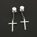 2 Piece Dangling Silver Cross Earrings Photo 2