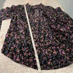 Free People  Meant To Be Blouse Floral Puff Sleeve Top Black Purple Women’s S Photo 9