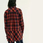 Free People  Red & Blue Plaid Tunic Oversized
Wool Blend Top(Size Small) Photo 1