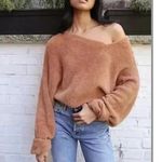 Free People Star Sign Pullover Fuzzy Off Shoulder Sweater Photo 7