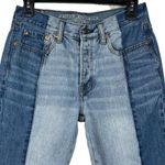 American Eagle  SZ 6 Vintage Hi-Rise Cropped Jeans Button-Fly Two-Tone Chewed Hem Photo 1